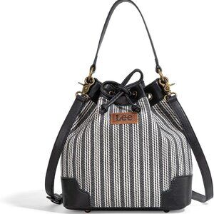 Lee Bucket Bag Women Canvas Vegan Leather 2-in-1 Crossbody Casual Tote